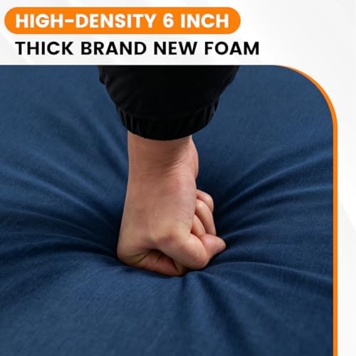6 Inch Thick Olefin Deep Seat Cushion, Patio Cushion Dark Blue 25.5x25.5