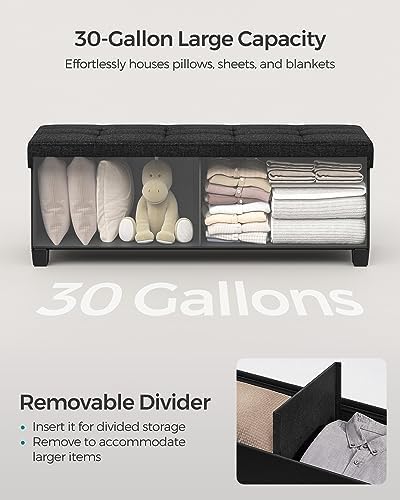 SONGMICS Storage Ottoman Bench, Foldable Foot Rest with Legs