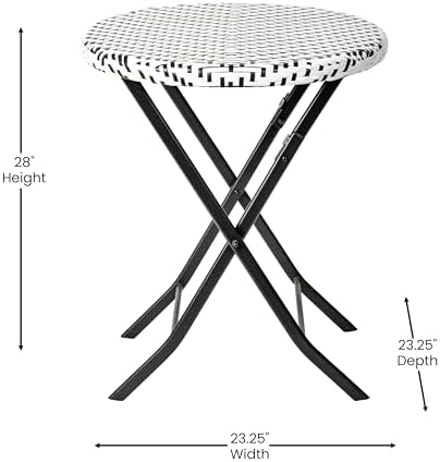 EMMA + OLIVER Black/White Three Piece Folding Bistro Set