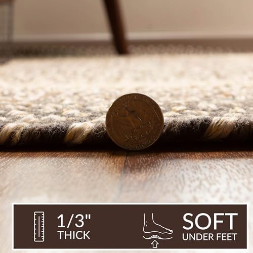 Super Area Rugs Braided Rug Round 8ft Farmhouse Kitchen Rug - Ridgewood Braided Carpet for Living Room - Reversible - Indoor/Outdoor - Made in USA - Brown Velvet/Beige, 8' Round