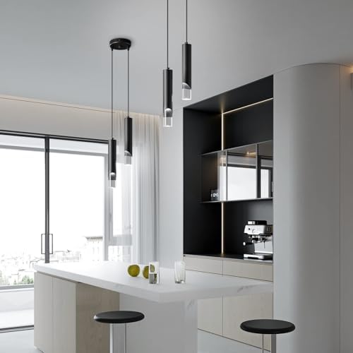 Modern Pendant Light Kitchen Light Fixture Dimmable LED Black Mini Pendant Lights Dinning Room Black Pendant Lighting for Kitchen Island Bedroom (2-Light)…