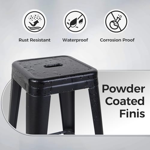 24 Inch Matte Black Metal Counter Stools, Set of 6, Backless