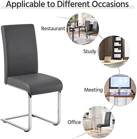 Yaheetech Dining Chairs Set of 4 High Back Modern Kitchen Chairs Light Gray