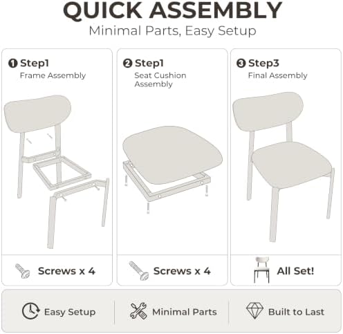 Dining Chairs Set of 4, Modern Upholstered Fabric Kitchen Chairs