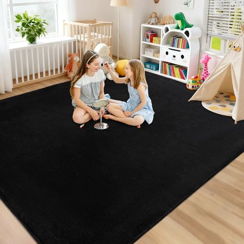 Large Area Rugs for Living Room Bedroom 6x9 Black Rug Ultra Soft