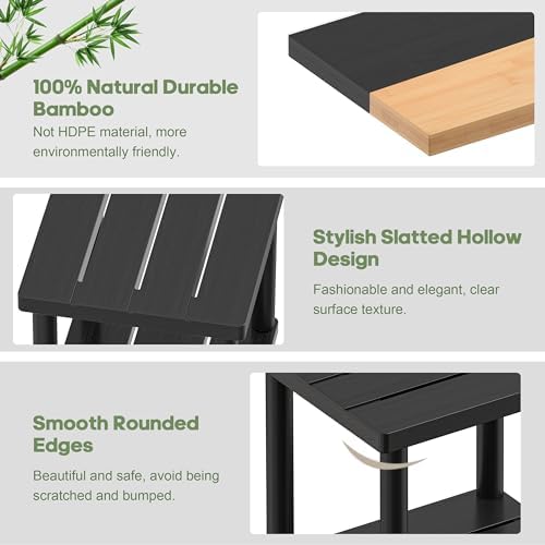 Outdoor Side Table with 2-Tier, Bamboo Small Patio Adirondack Tables