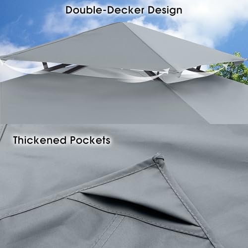 MASTERCANOPY Replacement Canopy top for Grill Gazebo L-GG001PST-F, Gray