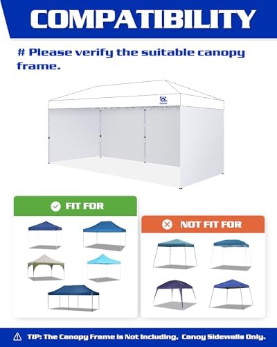 FANPAT 10x20ft Sidewalls for Canopy, Black (4Pcs Sidewalls Only)