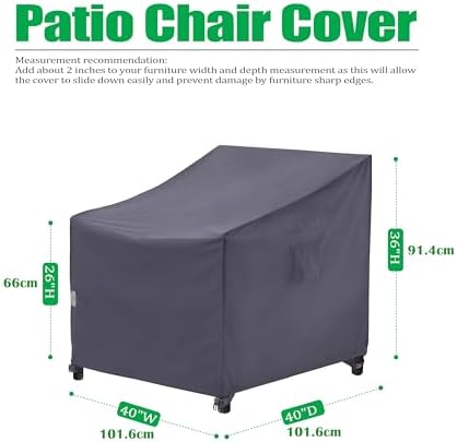 F&J Outdoors Patio Chair Covers, Grey, 40" W x 40" D x 36" H, 1 pc