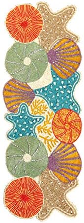 Lightnpro Seashell Hand Beaded Needlework Decorative Orange Blue Table Runner for Christmas Easter Fall Harvest Halloween Thanksgiving - A Beautiful Complement to Your Table Décor - 13x36 Inch