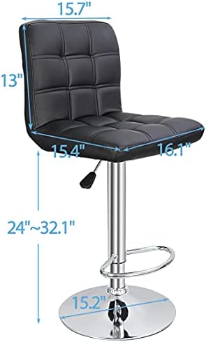 SUPER DEAL Set of 2 Bar Stools for Kitchen, Modern PU Leather Swivel Adjustable Counter Height Swivel Stool with Square Back (2, Black)