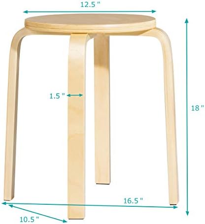 COSTWAY Stackable Bentwood Stools Set of 4, 18in Backless Round Chairs