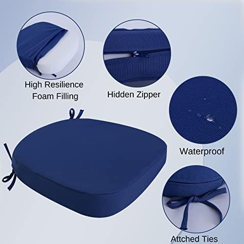 idee-home Outdoor Chair Cushions Set of 4, 17" x 17" D-Shaped
