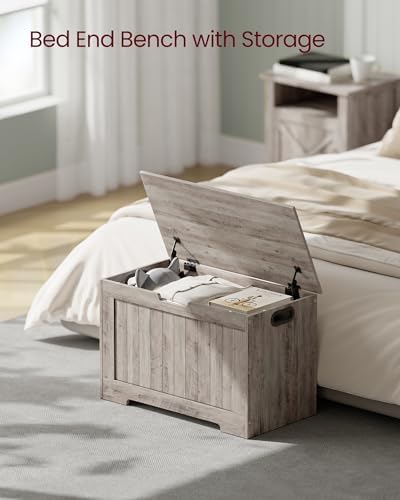 VASAGLE Storage Chest, 29.9 Inches Width Bench with 2 Safety Hinges