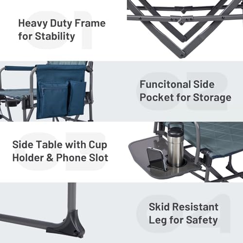 TIMBER RIDGE 400lbs Heavy Duty Camping Chair Portable Directors Chair