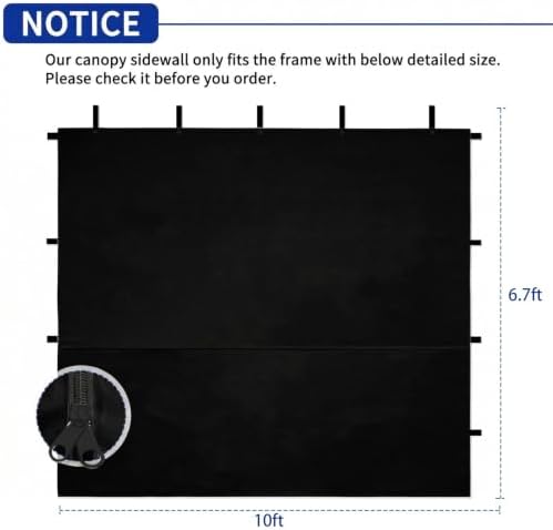 10 x 10 Canopy Sidewalls, 3 Pack Pop Up Canopy Tent Walls, Black
