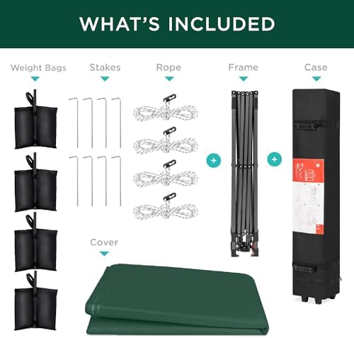 Best Choice Products 8x8 Pop Up Canopy Tent, EZ Setup, Dark Green