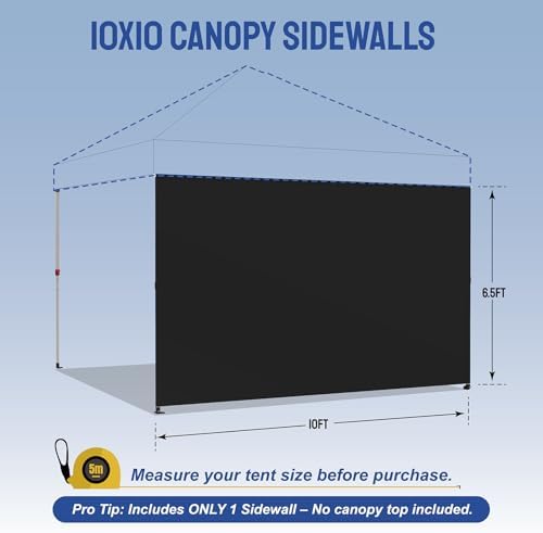 CROWN SHADES Sidewall Only for 10x10 Pop up Canopy Tent (1pc, Black)