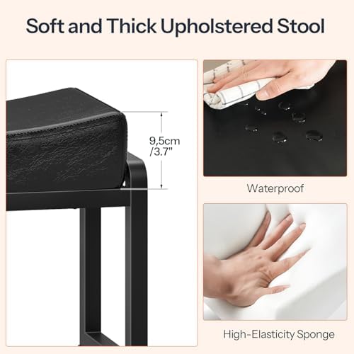 HOOBRO Bar Stools Set of 2, Counter Height Bar Stools, Saddle Barstools