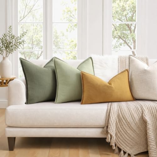 decorUhome Linen Natural Beige Throw Pillow Covers 24X24 Set of 2