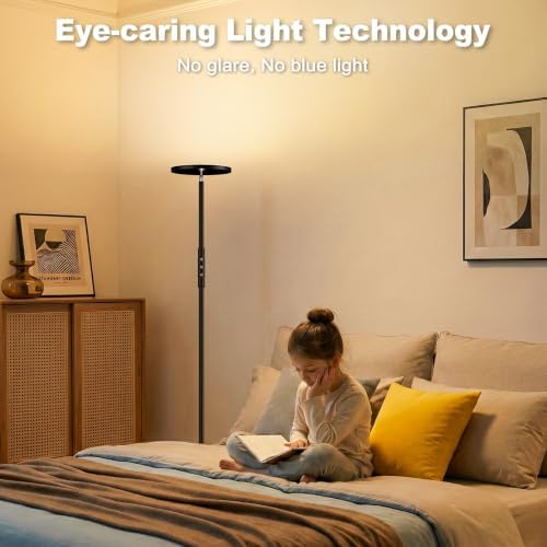 LED Floor Lamp, Bright 36W 3600LM Standing Lamp 350W Equivalent with Remote & Touch Control, Modern Torchiere Floor Lamp with 2700K-6500K Stepless Dimming, 69" Tall Lamp for Living Room Bedroom Office