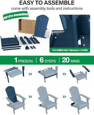 YEFU Oversized Plastic Adirondack Chair - Navy Blue