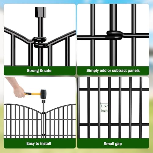 10 Panel No Dig Decorative Garden Fence 32" H x 23.6'L Outdoor Dog Barrier
