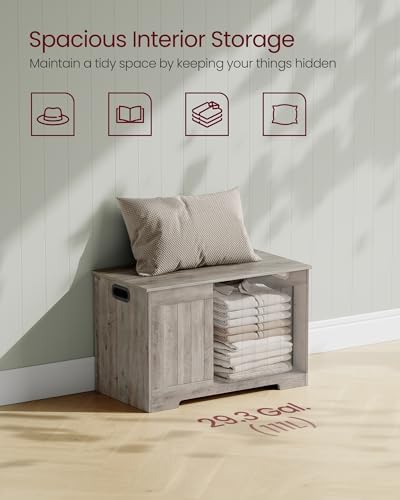 VASAGLE Storage Chest, 29.9 Inches Width Bench with 2 Safety Hinges