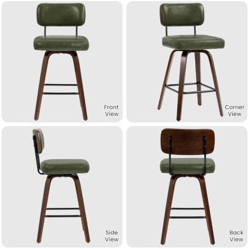 Swivel Bar Stools Set of 2, 26.7" Upholstered Counter Height Bar Chairs