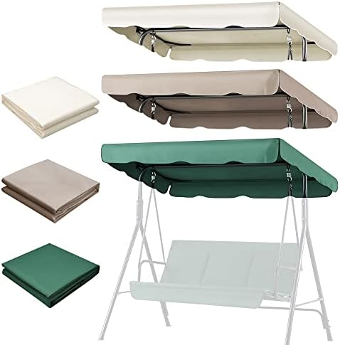 Flexzion Patio Swing Canopy Replacement Top, 66 x 45 Inch, Beige, 2-3 Seat