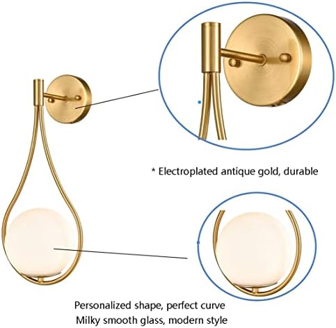 HOLKIRT Mid-Century Brass Globe Wall Sconce, Vanity Light Set of 2