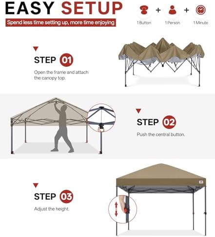 ABCCANOPY 10x10 Pop Up Canopy Tent, Heavy Duty Weather Protection, Khaki