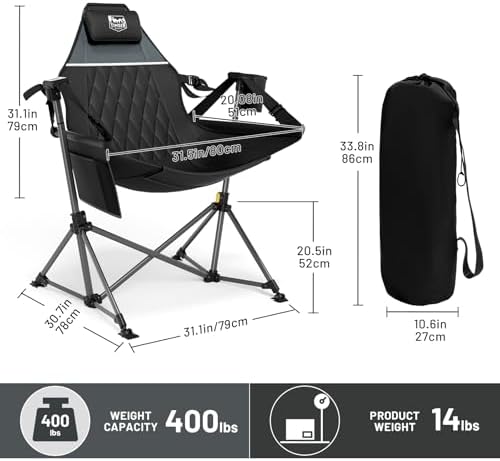 TIMBER RIDGE Hammock Camping Chair, Oversized Swinging Chair, 400lbs Load