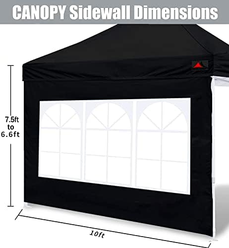 SCOCANOPY SideWall with Window for 10x10 Canopy Frame, 2 Pack SunWall Only,Black