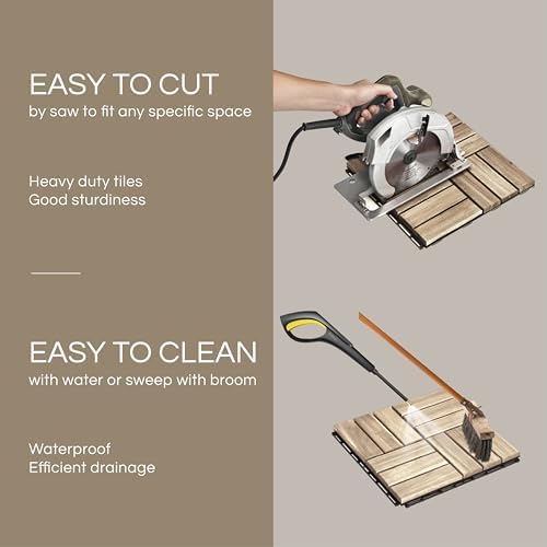 THYOI Premium Deck Tiles, 10 Pcs Patio Flooring - White - Crossed Pattern