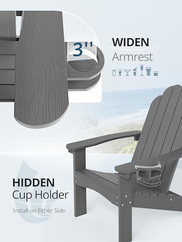 LUE BONA HDPE Adirondack Chairs Set of 4, Dark Gray Fire Pit Chairs