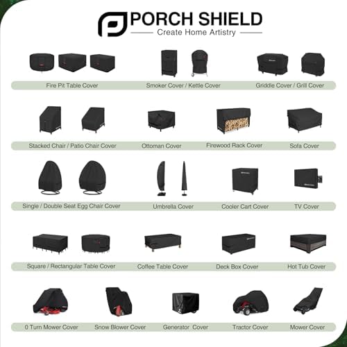 Porch Shield Waterproof Patio Chair Cover 4 Pack 30W x 33D x 34H in, Black
