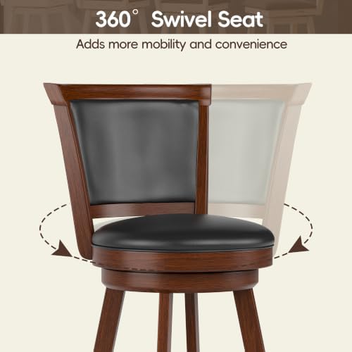Swivel Bar Stools Set of 2, 24" Counter Height Barstools, Retro Brown