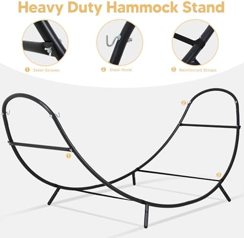SUNCREAT Hammocks for Outside with Stand, Porch Hammock and Stand, 475 lbs Capacity, Patent Pending, Rainbow