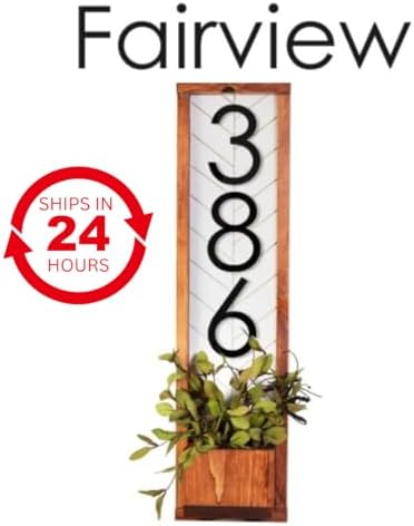 Fairview Customizable Vertical Address Sign Planter for your House, Vertical House Numbers Plaque for Outside Home, House Numbers Address Plaque, Modern House Number Sign, Waterproof Address Numbers