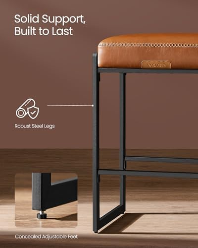VASAGLE Bar Stools Set of 3, Counter Height, PU Leather, 26-Inch