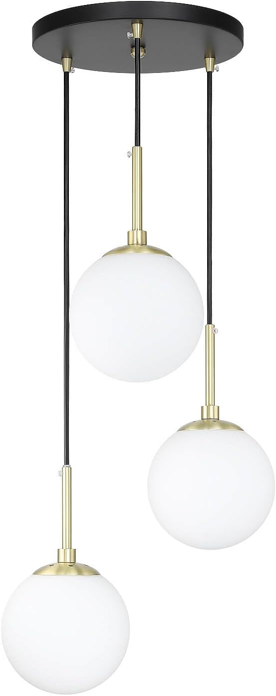 xinbei lighting 3-light cluster globe pendant light for, front angle view