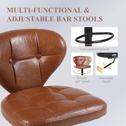 Bar Stools Set of 3 - Swivel Counter Height Barstools (Height Adjustable)