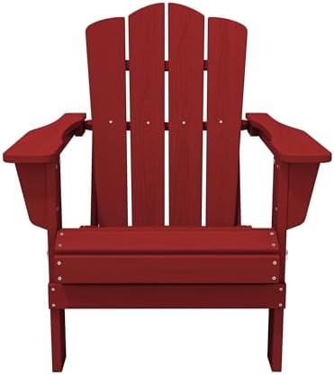 KINGYES Folding Adirondack Chair Set of 2 with Cup Holder, Red