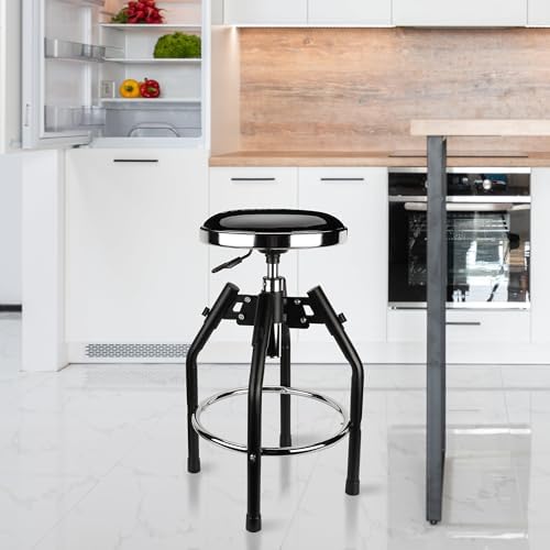WORKPRO Heavy Duty Adjustable Hydraulic Shop Stool,Garage Bar Stool, 29in to 33.86in, 330-Pound Capacity, Black
