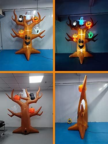 9ft Halloween Inflatable Ghost Tree Halloween Airblown Inflatable Outdoor Decor Blow up Yard Decor with RGB LED for Yard/Patio/Lawn/Garden (D)