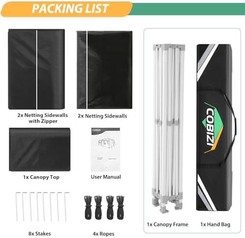 COBIZI 10x10 Heavy Duty Pop Up Canopy Tent with 4 Mosquito Netting Walls