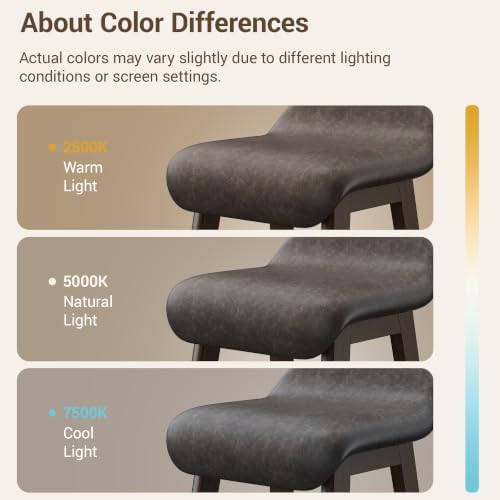 YaFiti 25.6" Counter Height Bar Stools Set of 2, Saddle Stools, Taupe Brown