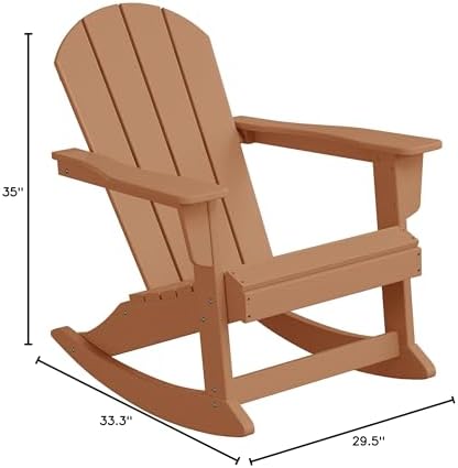 HDPE Laguna Outdoor Rocking Poly Adirondack Chair, Teak