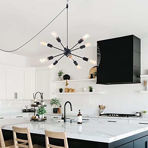 plug in sputnik chandelier 10-lights pendant light with, view 9